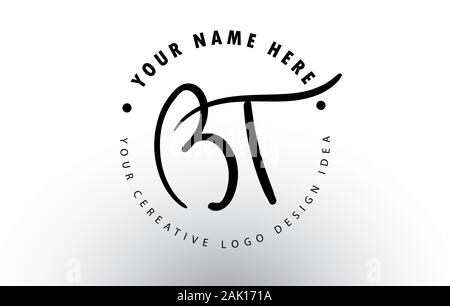 BT Letter Signature Logo Template elegant design logo. Hand drawn ...