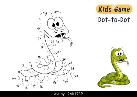 Connect the dots. Funny cartoon quiz for kids, with solution. Vector illustration with separate layers. Stock Vector