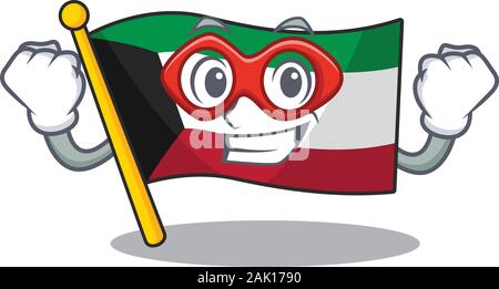 Smiley mascot of flag kuwait dressed as a Super hero Stock Vector