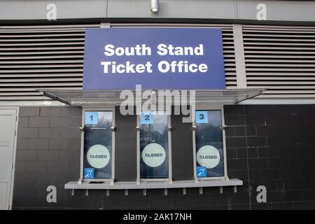 South Stand Ticket Office At The Etihad Stadium At Manchester England 2019 Stock Photo