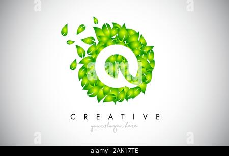 Q Green Leaf Logo Design Eco Logo With Multiple Leafs Blowing in the Wind. Icon Vector Illustration. Stock Vector