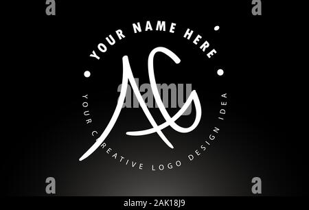 AG Handwritten Letters Logo Design with Circular Letter Pattern. Creative Handwritten Signature Logo Icon Vector Illustration. Stock Vector