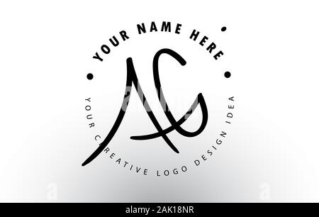 AG Handwritten Letters Logo Design with Circular Letter Pattern. Creative Handwritten Signature Logo Icon Vector Illustration. Stock Vector