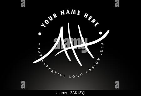 AH Handwritten Letters Logo Design with Circular Letter Pattern ...