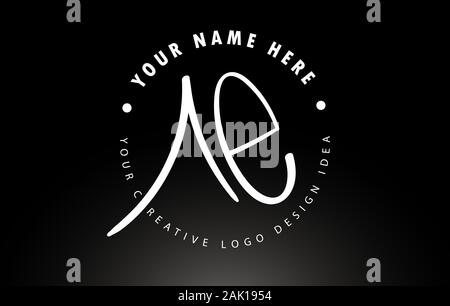 AE Handwritten Letters Logo Design with Circular Letter Pattern. Creative Handwritten Signature Logo Icon Vector Illustration. Stock Vector