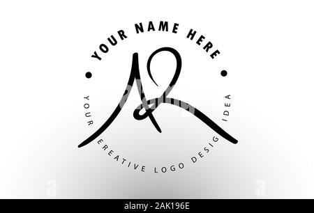 AR Handwritten Letters Logo Design with Circular Letter Pattern ...