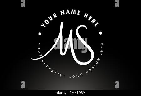 MS Handwritten Letters Logo Design with Circular Letter Pattern. Creative Handwritten Signature Logo Icon Vector Illustration. Stock Vector