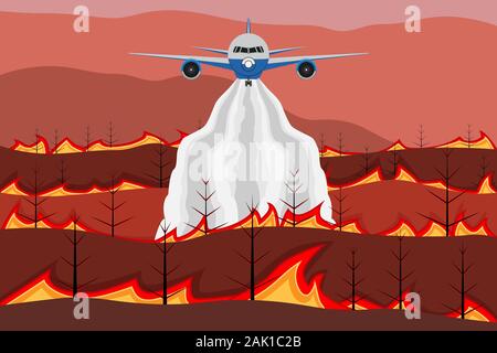 Wildfire and smoke forest Stock Vector