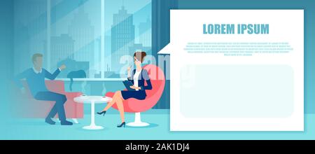 Vector of a psychologist and a male patient sitting on the armchairs in the living room having a discussion Stock Vector