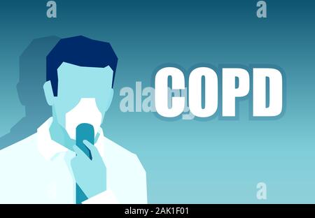 Vector of a sick patient with COPD, Chronic Obstructive Pulmonary Disease using oxygen mask Stock Vector