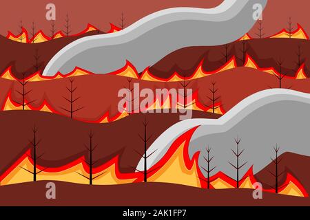 Wildfire and smoke forest Stock Vector