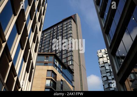 The City Lofts and skyline of Sheffield City centre, England UK Tall high rise buildings Inner city St Pauls tower apartment block architecture Stock Photo