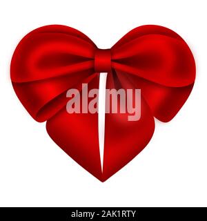 isolated red heart shaped bow for valentine's day Stock Photo