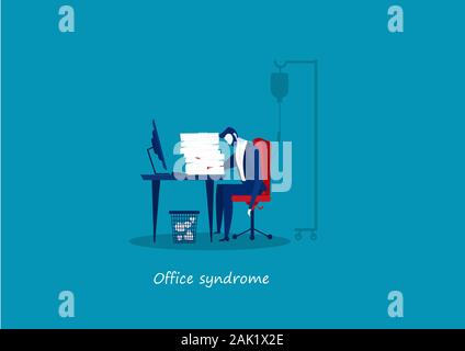 Vector - Tired businessman at office with office syndrome health concept Stock Photo