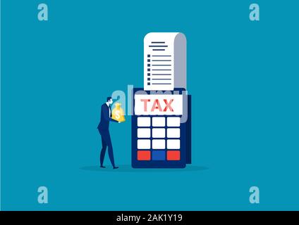 business man holding money for pay tax end year concept vector Stock Photo