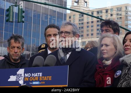 NEW YORK, NY - JANUARY 05: Michael Miller speaks at the NYC Jewish Solidarity March on January 05, 2020 in New York City. Stock Photo
