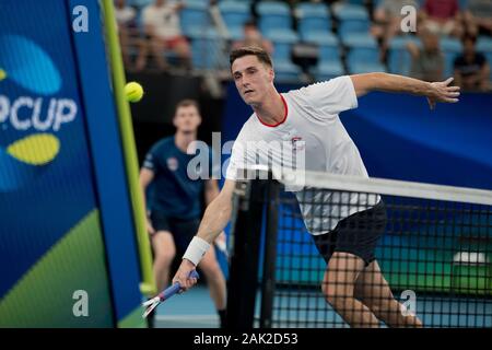 Sydney, Australia. 07th Jan, 2020. Joe Salisbury of Great Britain in the doubles during the 2020 ATP Cup at the Ken Rosewall Arena, Sydney, Australia on 7 January 2020. Photo by Peter Dovgan. Credit: UK Sports Pics Ltd/Alamy Live News Stock Photo