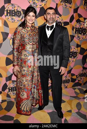 BEVERLY HILLS, CA - JANUARY 05: Pooja Batra (L) and Nawab Shah attend HBO's Official Golden Globes After Party at Circa 55 Restaurant on January 05, 2020 in Los Angeles, California. Stock Photo