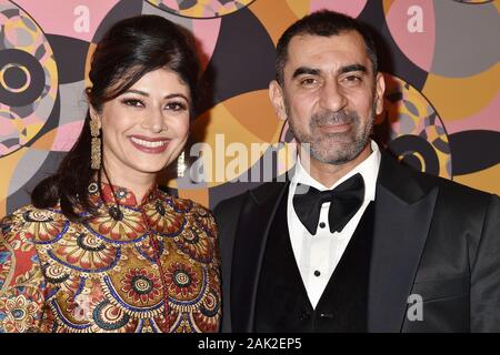 BEVERLY HILLS, CA - JANUARY 05: Pooja Batra (L) and Nawab Shah attend HBO's Official Golden Globes After Party at Circa 55 Restaurant on January 05, 2020 in Los Angeles, California. Stock Photo