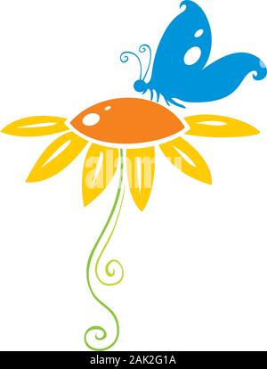 Butterfly on flower Stock Vector