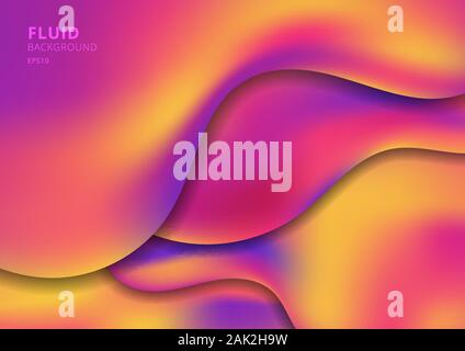 Abstract template fluid shape in trendy bright gradient colors background. Vector illustration Stock Vector