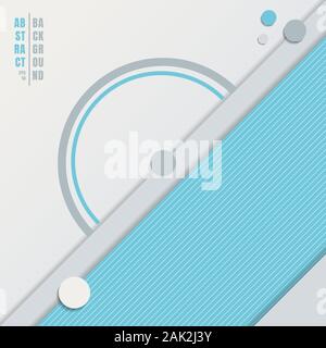 Abstract blue geometric circles, triangles overlapping on white background with space for your text. Vector illustration Stock Vector