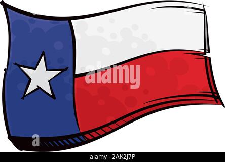 Painted Texas flag waving in wind Stock Vector