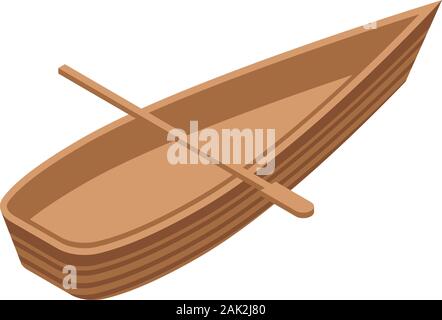 African wood boat icon, isometric style Stock Vector