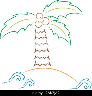 Palm at island Stock Vector