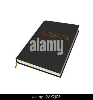 Notebook for notes and reminders. School organizer for schedule time management. Black notebook. Vector graphic illustration isolated Stock Vector