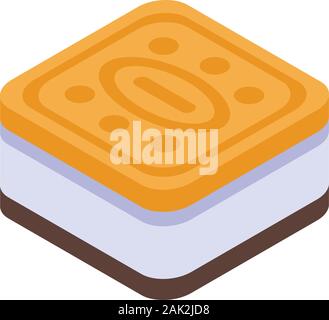 Sandwich cookie icon, isometric style Stock Vector