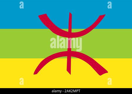 Amazigh Flag, berber culture, north african icons, vector illustration. Stock Vector