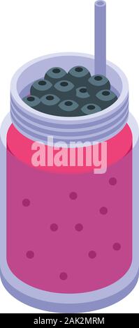 Blackberry smoothie icon, isometric style Stock Vector