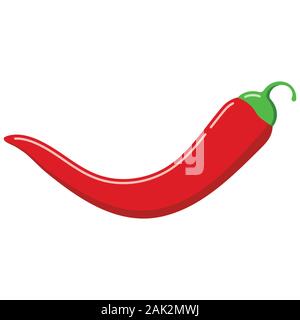 Red chilli pepper vector icon isolated on white background. Stock Vector