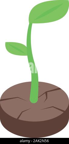 Plant crack ground icon, isometric style Stock Vector