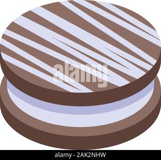 Chocolate creamy cookie icon, isometric style Stock Vector