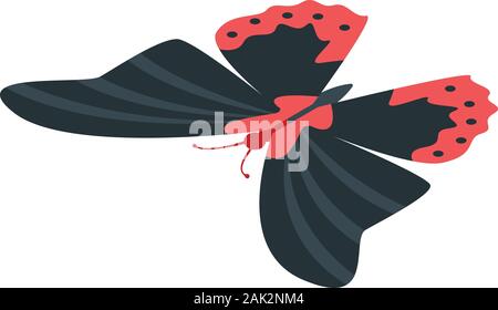 Red black butterfly icon, isometric style Stock Vector