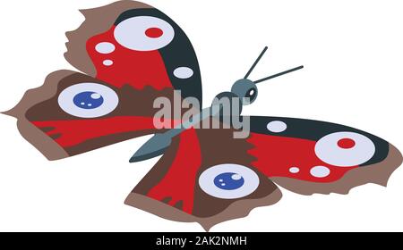 Red eye butterfly icon, isometric style Stock Vector