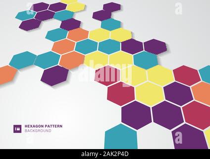 Abstract colorful hexagons shape minimal pattern perspective on white background. You can use for template brochure, poster, flyer, banner web, print Stock Vector