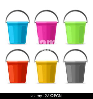 Colored plastics pails Stock Vector