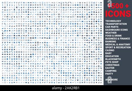 Set of 1500 vector icons glyph Stock Vector
