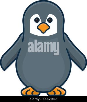 Baby penguin vector illustration. Endangered species isolated color symbol. Stock Vector