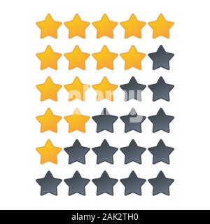 Five stars customer product rating review flat icon for apps and websites Stock Vector