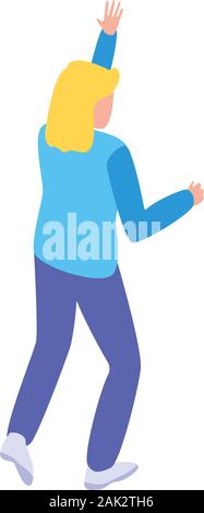 Running away tsunami icon, isometric style Stock Vector
