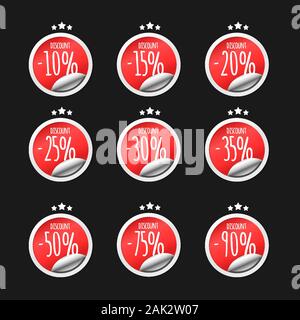 Paper stickers width discoun percents. Vintage vector elements collection Stock Vector