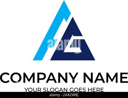Triangle logo designs, FG logo vector,f letter logo Stock Vector