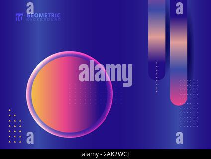 Abstract geometric colorful vibrant color on blue background with circle label shapes gradient elements bright color. You can use for template modern Stock Vector