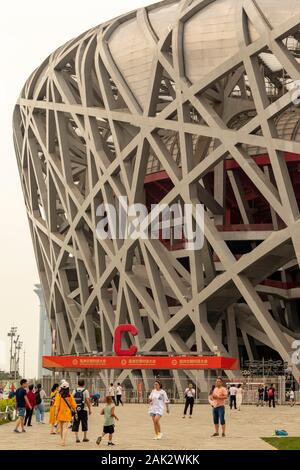 Beijing National Stadium, officially the National Stadium, also known as the Bird's Nest, Beijing, China Stock Photo