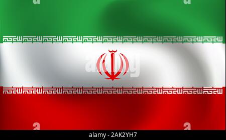 Flag of Iran on waving cloth fabric - Realistic Vector Illustration. Stock Vector