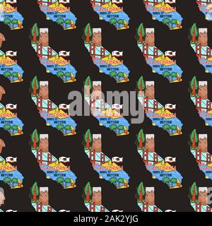 California state seamless pattern. US state graphic print design for t-shirt and other. Stock vector Stock Vector